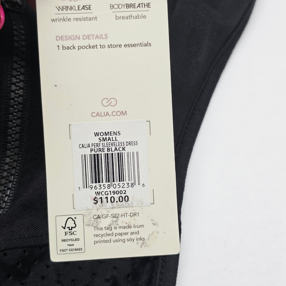 CALIA Perf Sleeveless Dress Womens Small Pure Black Golf Tennis Racerback NWT - Picture 9 of 14